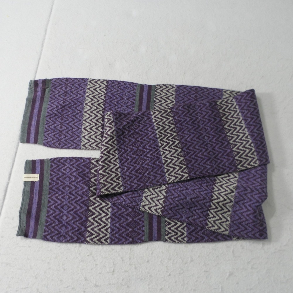Smartwool Scarf 68" Purple Gray Chevron Merino Knit Gorpcore Winter Outdoor Cozy